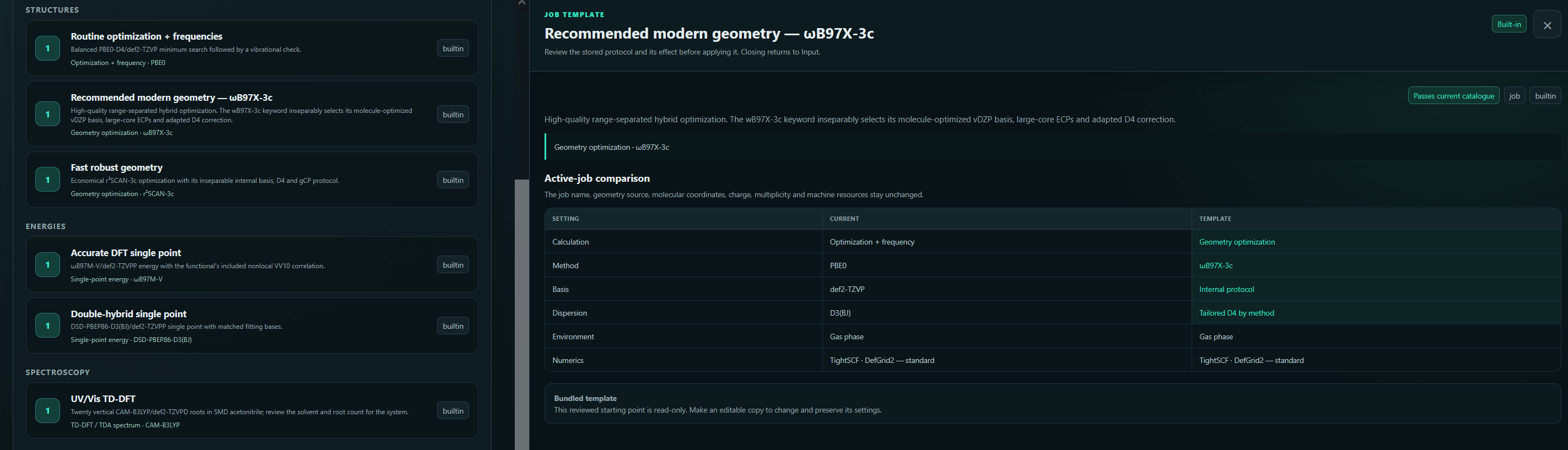 Templates selection. Templates to speed up input generation